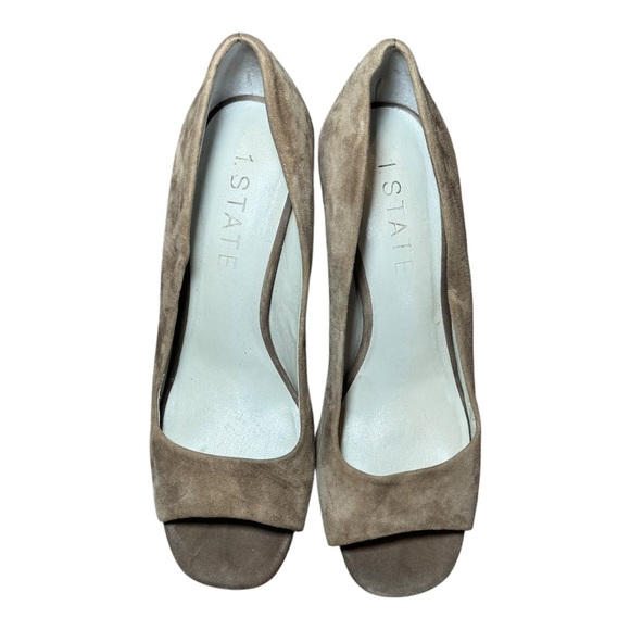 1. State Women's Rianne Suede Beige Peep Toe Heels 8.5 - Picture 2 of 11